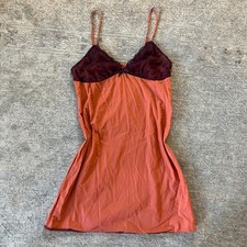 Gilligan  O'Malley Orange Slip Dress Lingerie Lace Pajama Mini Women Size L
