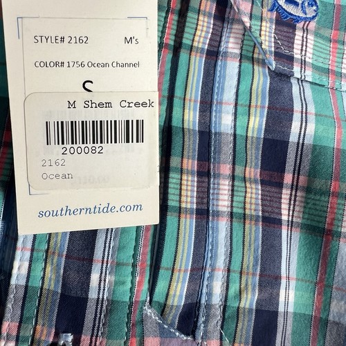 Southern Tide Vented Fishing Shirt Mens Small Blue Plaid Shore Shot Stretch New - Picture 3 of 11