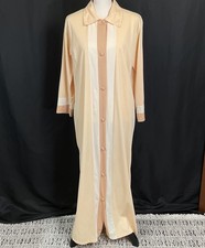 Vintage Nylon Long Sleeve Housecoat Robe Women s Medium Maxi Button Up Retro 70s