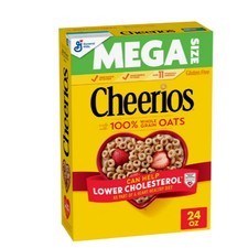 Cheerios, Heart Healthy Gluten Free Breakfast Cereal, Mega Size, 24 oz