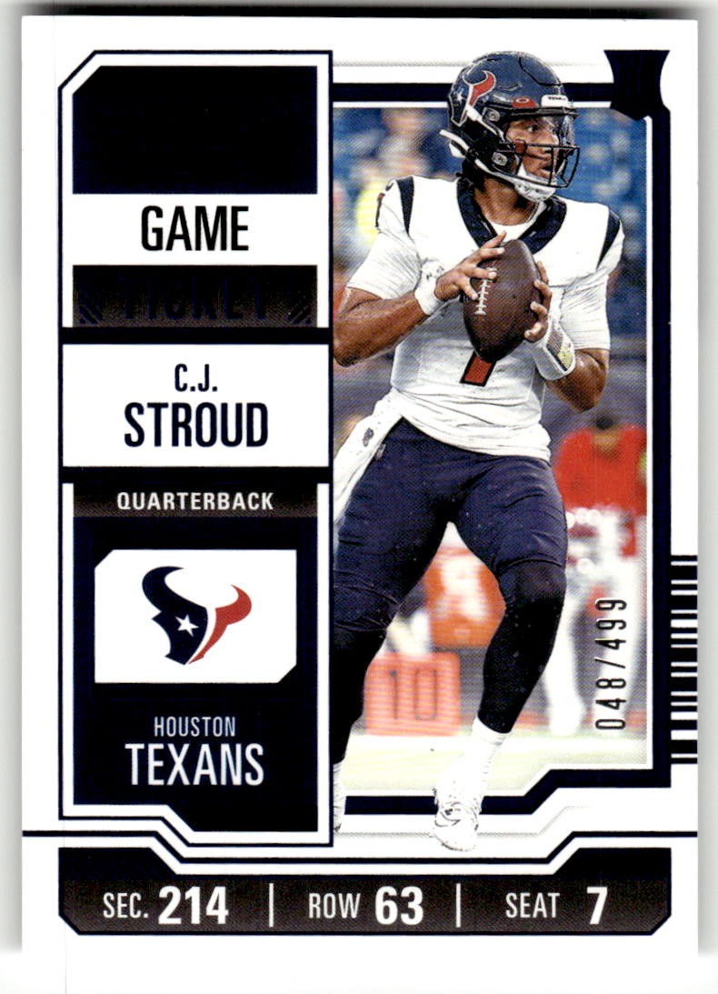2023 Panini Contenders C.J. Stroud Game Ticket Blue #/499 Rookie #40