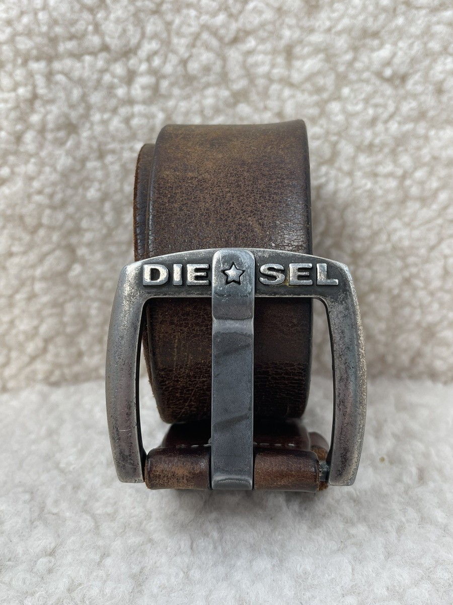 Vintage DIESEL Leather Belt Made in Italy 95/38 Archival Grunge