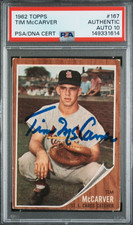 1962 Topps 167 Tim McCarver Signed Rookie Card Autograph RC PSA 10 Auto Cardinal. rookie card picture