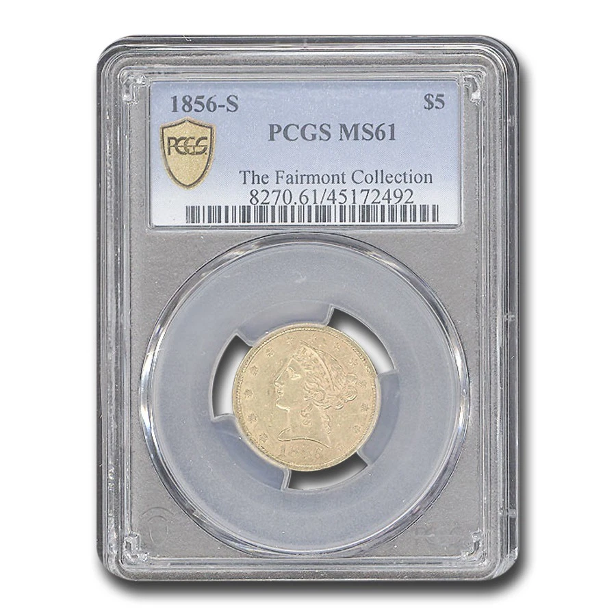1856-S $5 Liberty Gold Half Eagle MS-61 PCGS