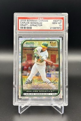 2008 Bowman Chrome Draft Carlos Gonzalez X Fractor PSA 10 Rookie