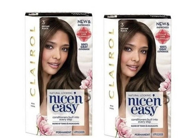 (Pack 2) Clairol Nice N  Easy Natural Looking Permanent Hair Color 3 Brown Black