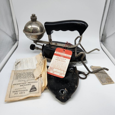 #ad Vintage Montgomery Ward Gasoline Pressure Iron w Manuals Tags Accessories Works $79.99