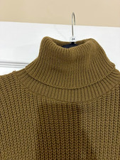 Women’s Brown Solid Knit Turtleneck Long Sleeve Short Sweater Dress Size 24