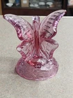 Fenton Art Glass Rose Pink Butterfly on Branch Ring Holder Figurine