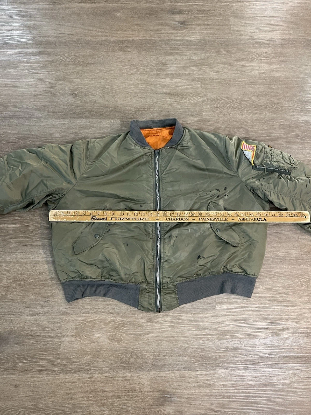 Vintage 80s Alpha Industries MA-1 Flight Bomber Jacket XXX-Large Olive Green USA - product detail image 12