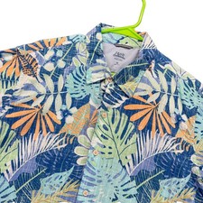 Izod Saltwater Hawaiian Shirt Mens XL Short Sleeve Floral Multicolor Coastal