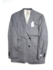 HART SCHAFFNER MARX Mens Gray Single Breasted Check Stretch Blazer 40 Short