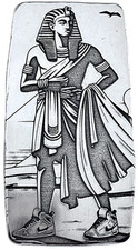 10 ozt 999 Fine Silver Art Bar - PHARAOH DUDE - ADAMO TECHNE - Limited Edition 88.87 per troy oz