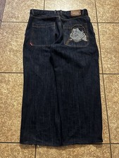 Vintage 90'S Y2K FUBU Platinum Fat Albert Embroidered Baggy Jeans Men's size 40