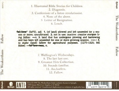 THE WEAKERTHANS FALLOW NEW CD