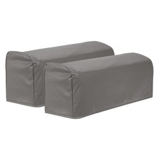 2Pcs PU Leather Armrest Covers Stretch Arm Slipcovers Taupe,