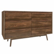 Rustic Retro Chest Of Drawers Large Dark Brown Wooden Bedroom Storage Cabinet UK