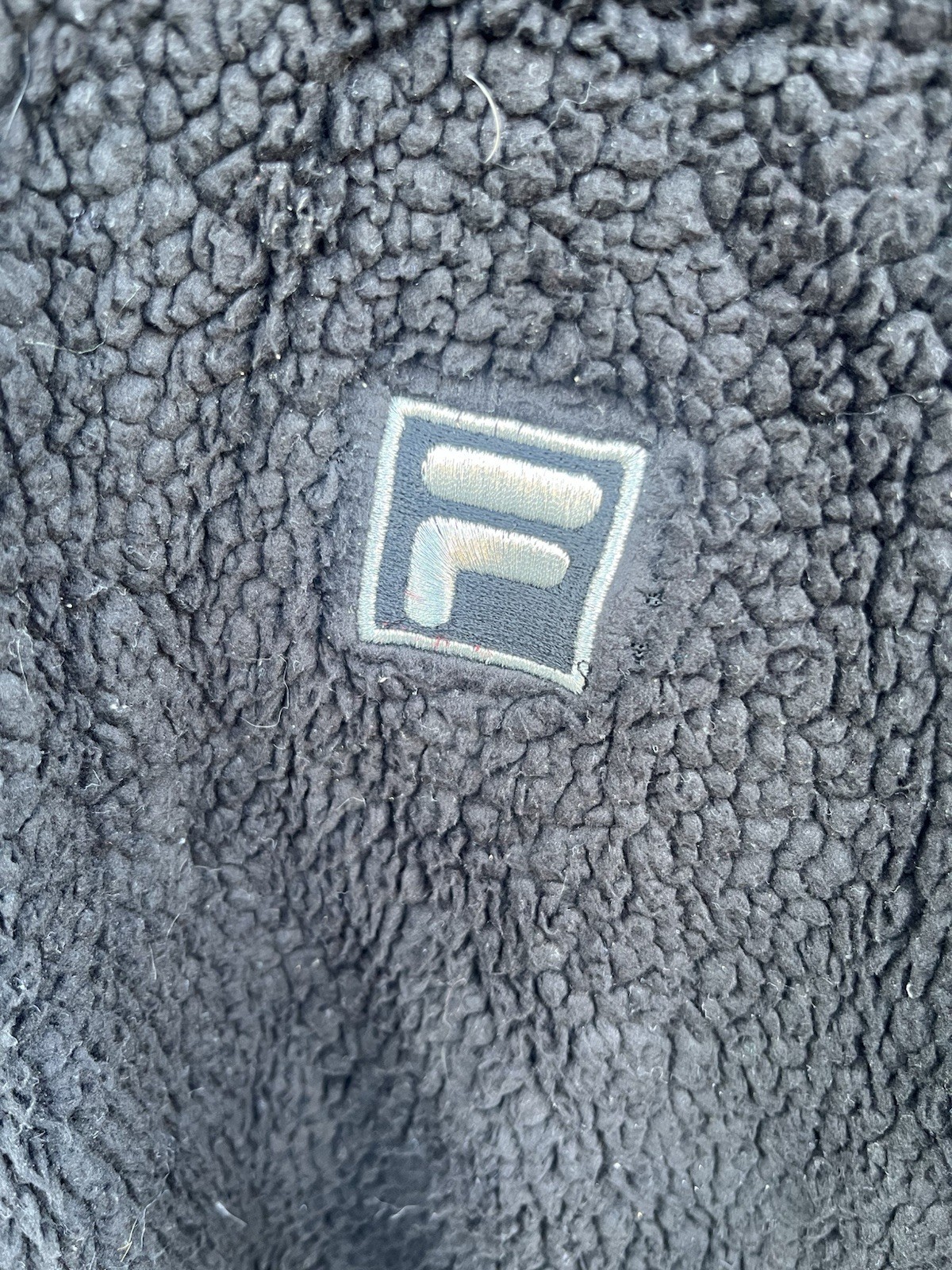 Fila giacca in pile nera con cappuccio e zip intera taglia large