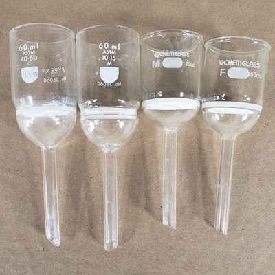 Lot of Pyrex 36060/Chemglass GC-1402-14 60mL Buchner Filtration Funnels 4 total