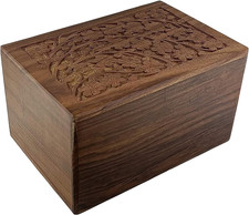 Wooden Urn Box - Human Funeral Cremation Urn with Hand Carved Design Xx-Large 9