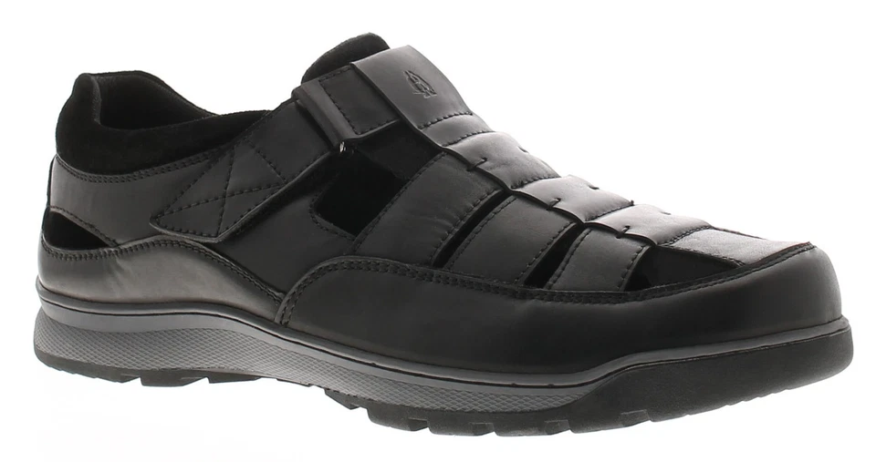 Hush Puppies Touch Close Mens Sandals Rucker Leather Fisherman Black UK Size