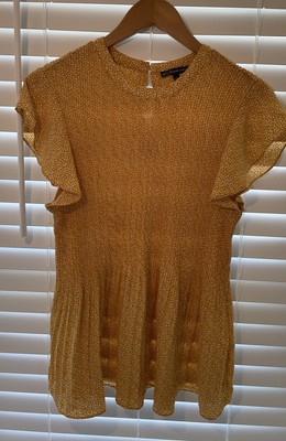 Adrianna Papell Flutter Sleeve Pleated Top L