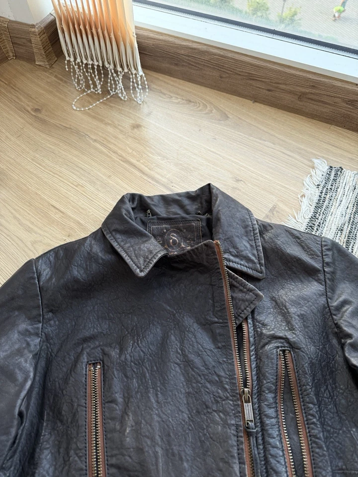 CHAQUETA DE MOTO CON CORDONES DE CUERO DIÉSEL VINTAGE ARCHIVO RARO BICICLETA MUJER’S Talla M-L Foto 4 de 4