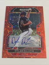 2022 Panini Prizm Dylan DeLucia /99 Auto Red Disco Cleveland Guardians Ole Miss