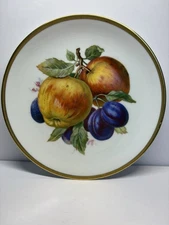 Vintage Mitterteich Bavaria Fruit Plate Vibrant  Color Gold Rim 7 1/2 In