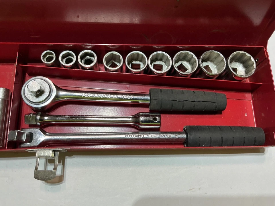 Vintage Wright 19 Piece 3/8” Drive Short/deep Socket Set With Original Box USA - Image 2 of 4