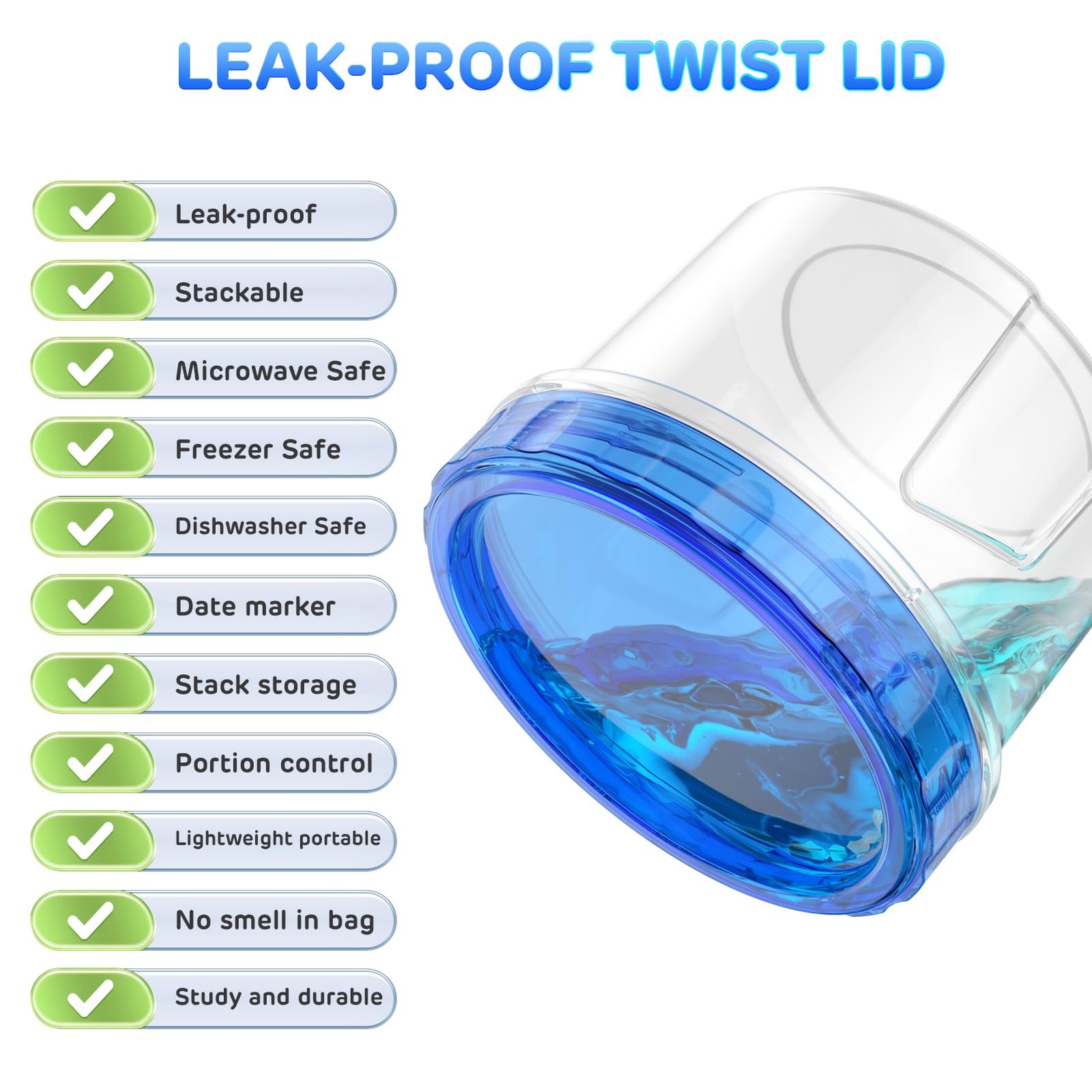 Freezer Storage Containers 6 Pack-16 Oz Airtight Plastic Food Storage Contain