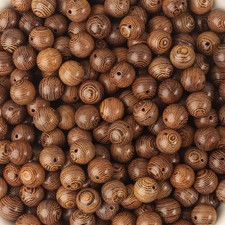 600Pcs 8Mm Dark Brown Wooden Beads Undyed Natural Stripe round Wood Beads Bulk W