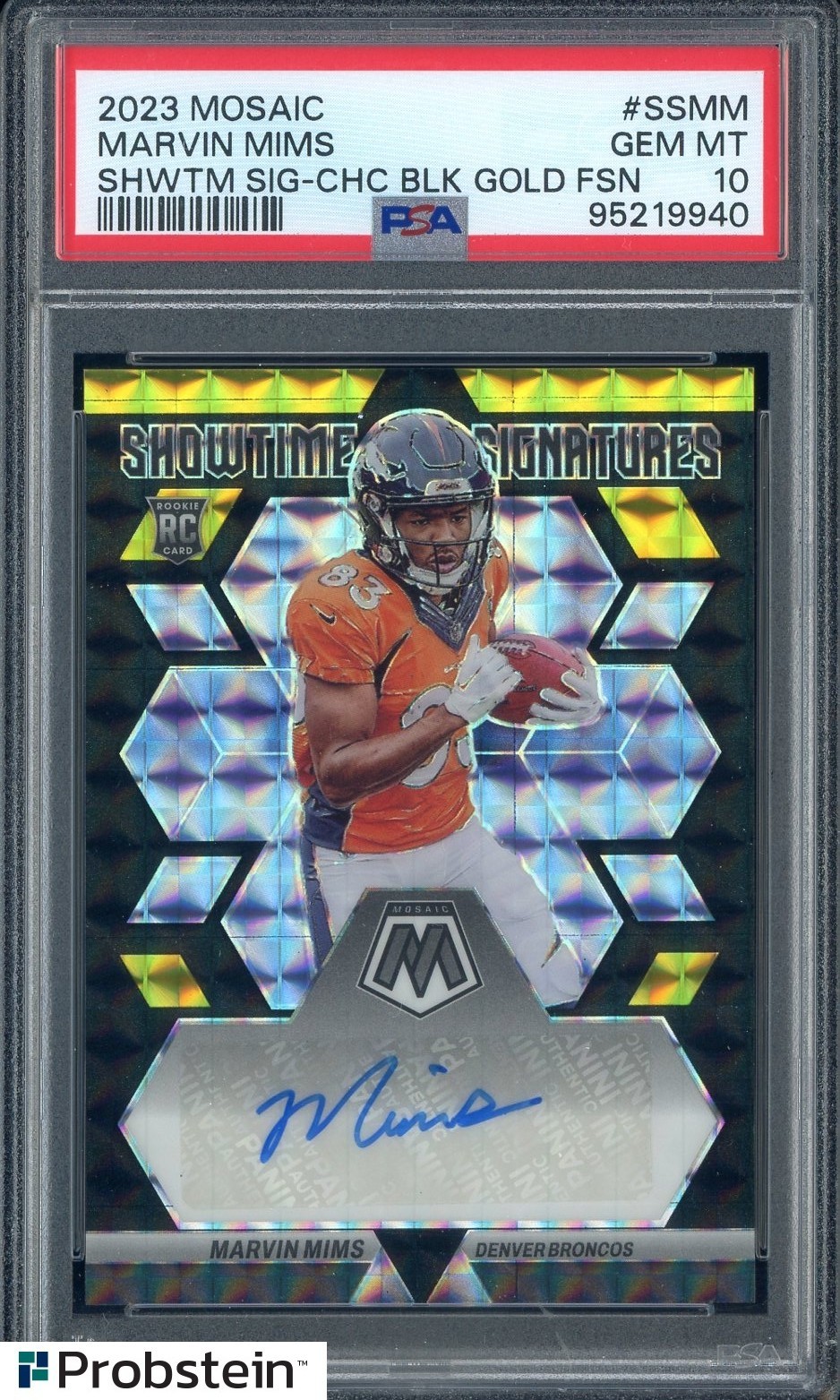 Marvin Mims Panini Mosaic Showtime Signature #SSMM Choice Black Gold Fusion