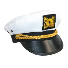 CTM Kids' Cotton White Nautical Boating Captains Cap Pack of 2 