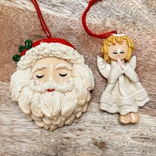 2/Clay Dough Christmas Santa  Angel Ornaments
