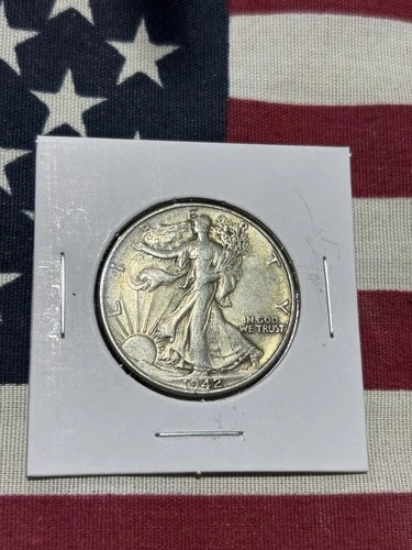 1942 Liberty Walking Half Dollar 90% Silver 50C US Coin - Light Tone, XF Detail