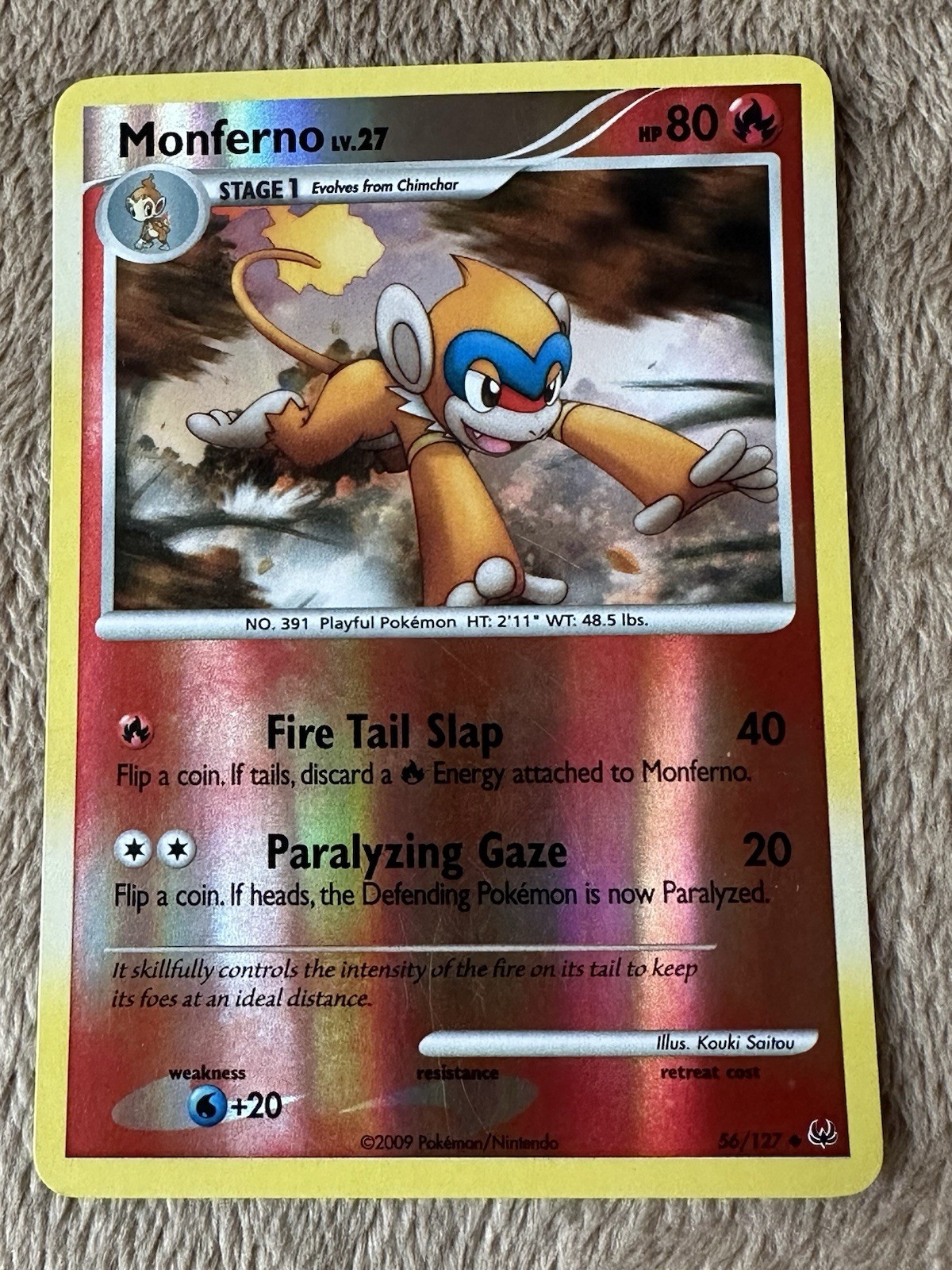 2009 Pokémon TCG Platinum Monferno Lv.27 HP80 Reverse Holo 56/127 LP