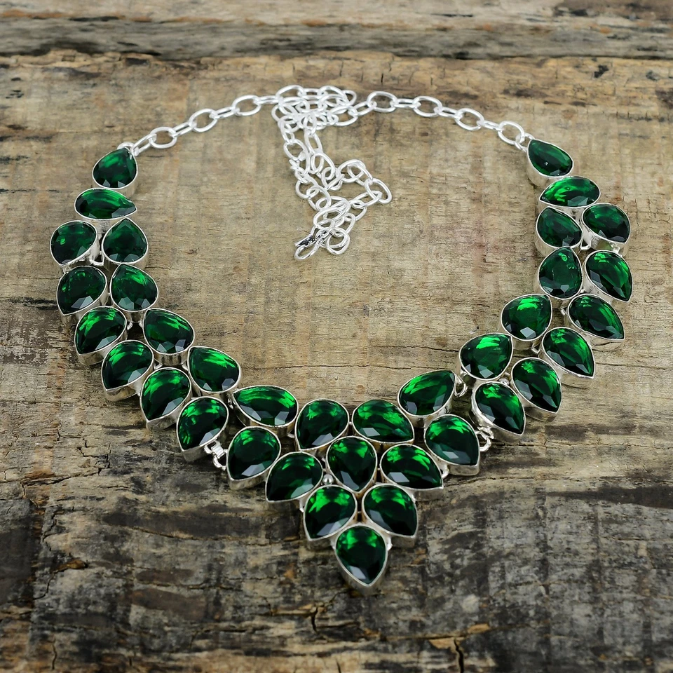 Green Tourmaline Gemstone 925 Sterling Silver Handmade Jewelry Necklace For Gift - Image 2 of 4