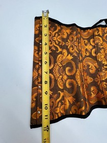 Womens Brocade Underbust Corset Lace Up Back Size Large Brown