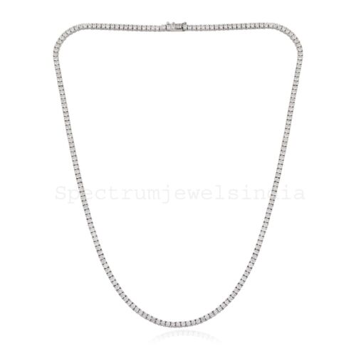 Natural SI/H Diamond Tennis Chain Necklace 14k White Gold Birthday Gift 4.20 Ct. - Picture 3 of 10