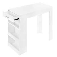 Woltu Bartisch Stehtisch Bistrotisch Mit 1 Schublade 3 Ablagen & Weinregal Weiß