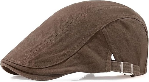 Brown Newsboy Drivers Cap Beret Hat Men Women Flat Caps Cotton Plain Outdoors - Picture 4 of 4