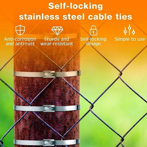 Metal Zip Ties 304 Stainless Steel Heavy Duty Cable 198-400lb 8" 12" 18 24" 36" - Foto 4 di 21