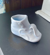 Vintage Pottery Porcelain Blue BABY SHOE With tongue