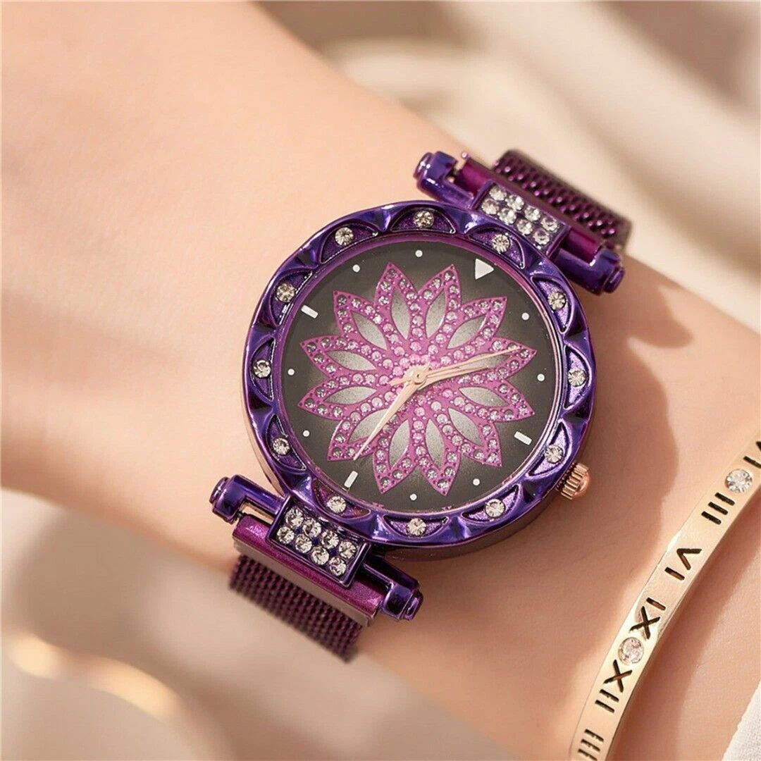 Purple magnetic watch hot sale