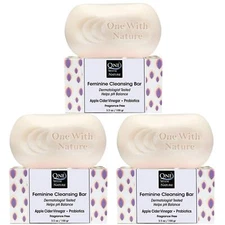 One With Nature 3 Pack Feminine Bar Soap 3.5oz Natural Skin Cleaning Agent