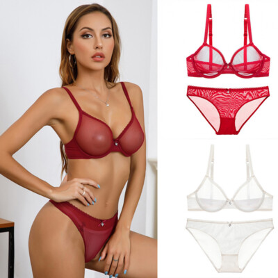 Netz Spitze BH sexy Unterwäsche ultradünn transparent Netz BH Set