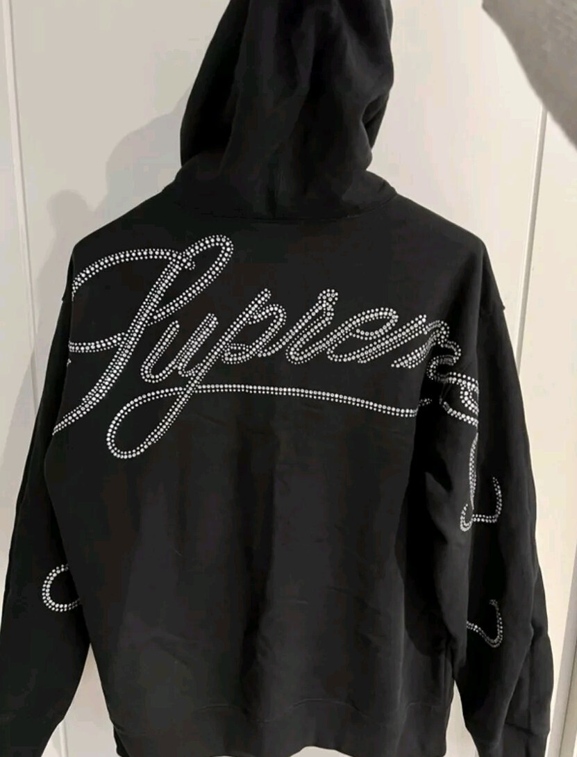 FW19 Supreme Rhinestone Script hooded sweatshirt size M FW19 Supreme Rhinestone Script hooded sweatshirt size M