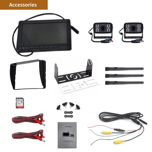 7" Wireless Backup Camera Monitor, IP68, Night Vision, DVR, Split Screen, Truck - Picture 16 of 17