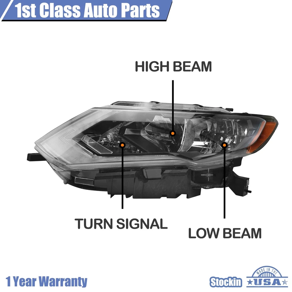 Halogen Headlamp LH+RH For 2017-2019 Nissan Rogue Headlight Headlamp W/LED DRL - Image 3 of 4